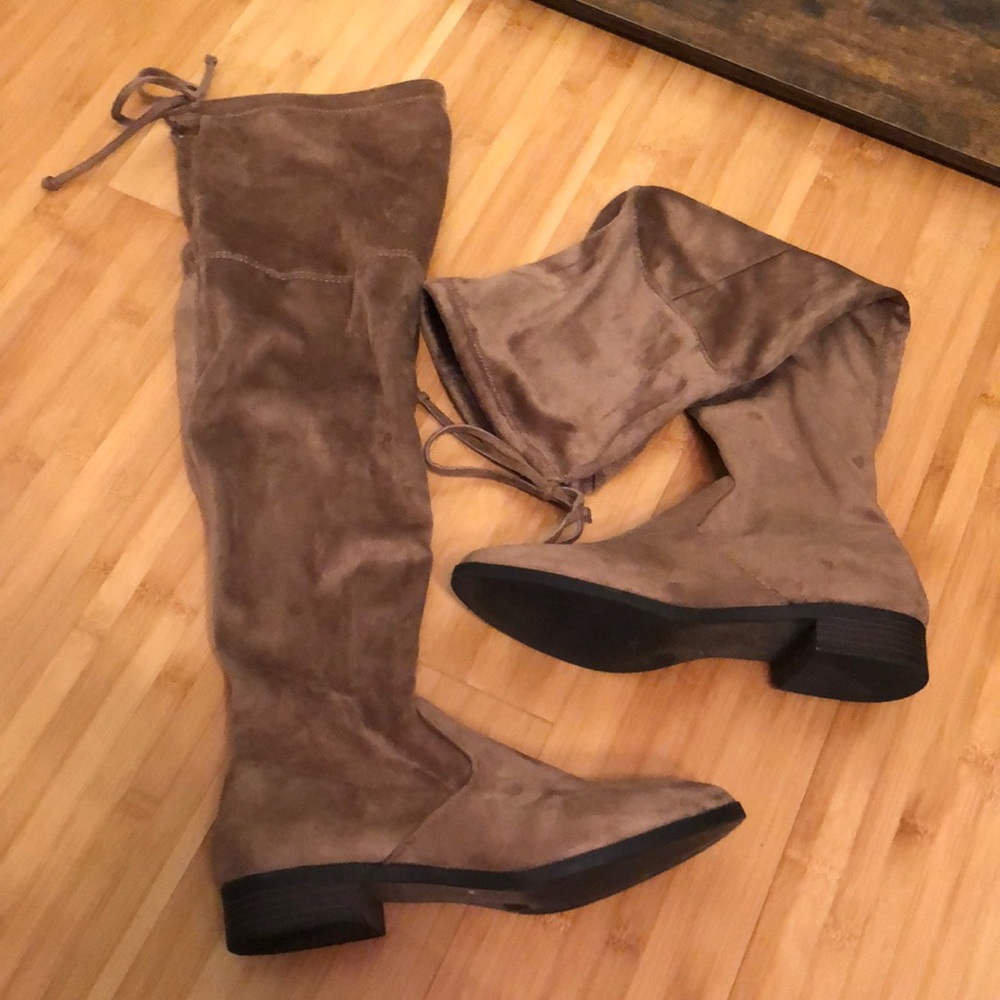 Tie over knee boots